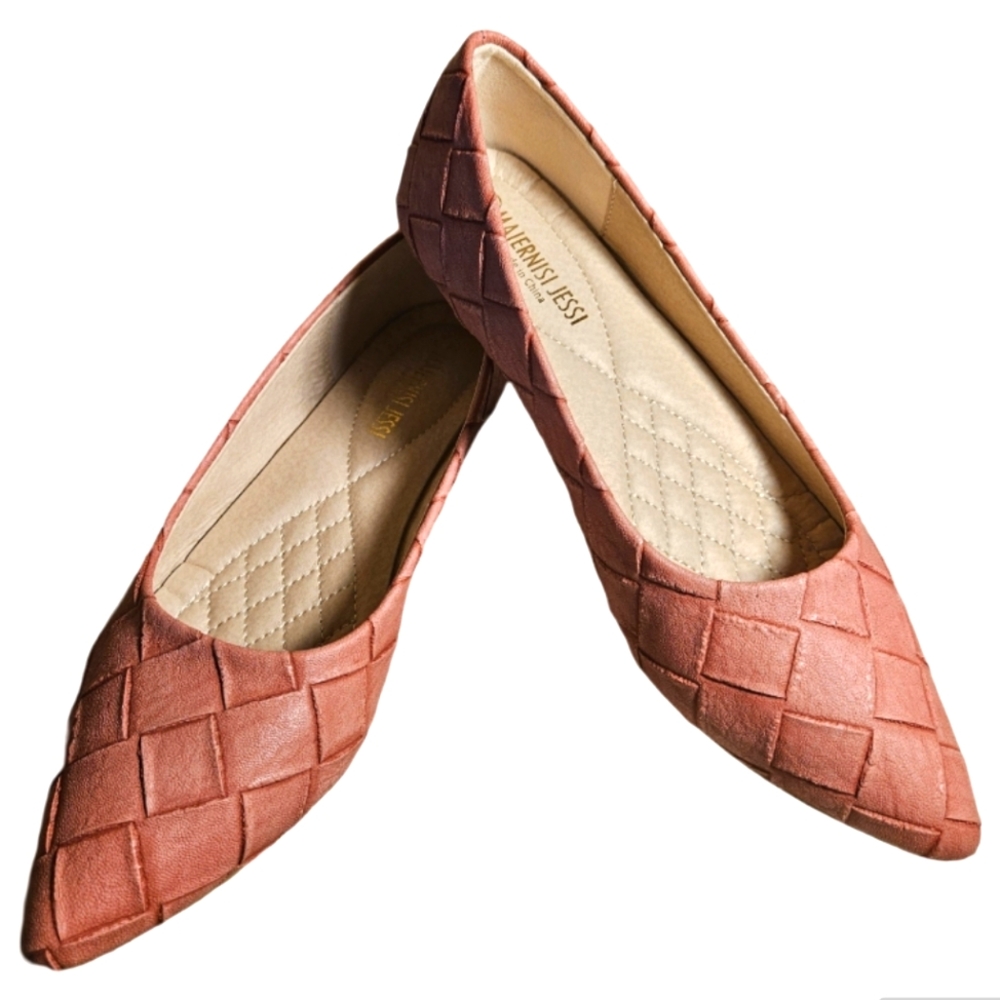 Maiernisi Jessi | Woven Leather Ballet Flats Salmon